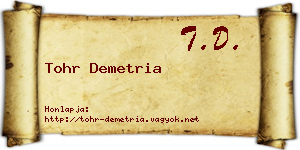 Tohr Demetria névjegykártya